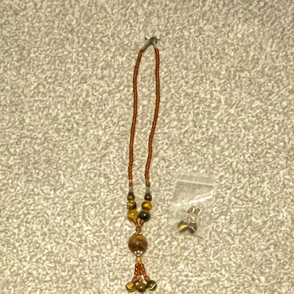 Tigers eye necklace and earring set